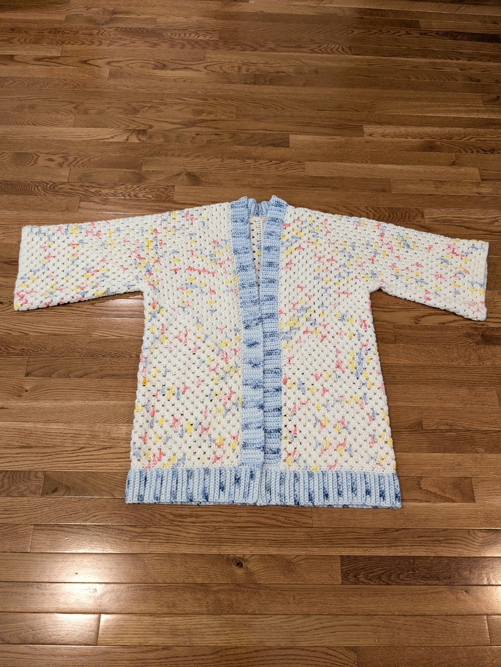 Handmade Granny Knit Hexagon Cardigan Sweater Pastel Confetti